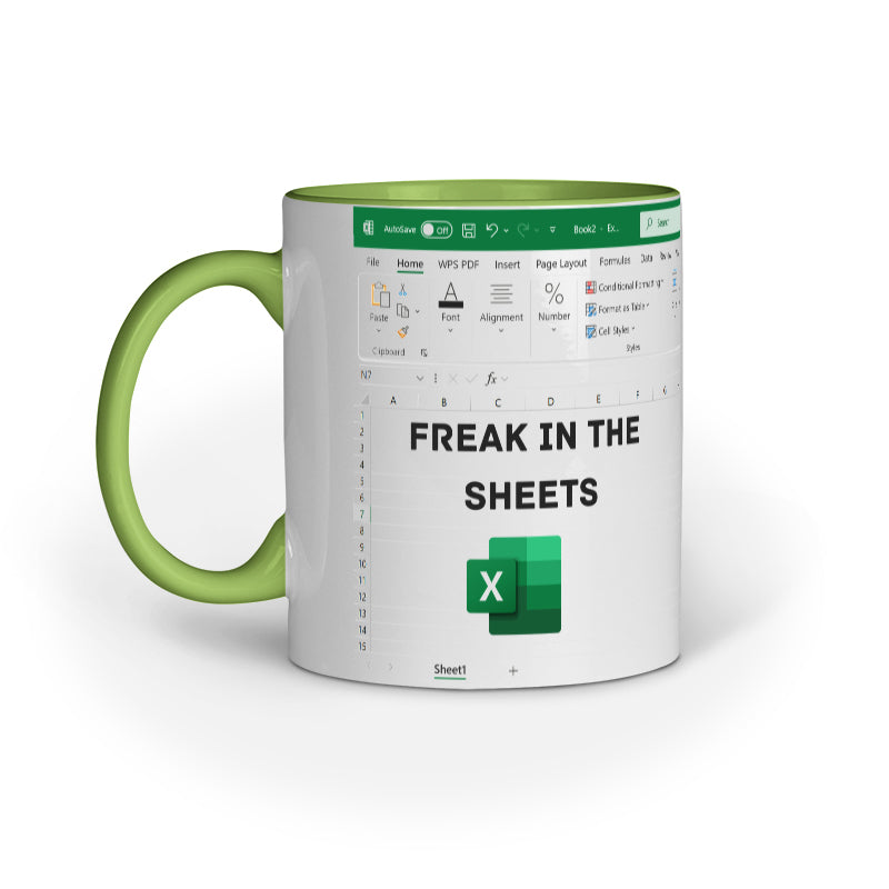 "Freak in the Sheets" Mug – For the Spreadsheet Savvy -- Full Design