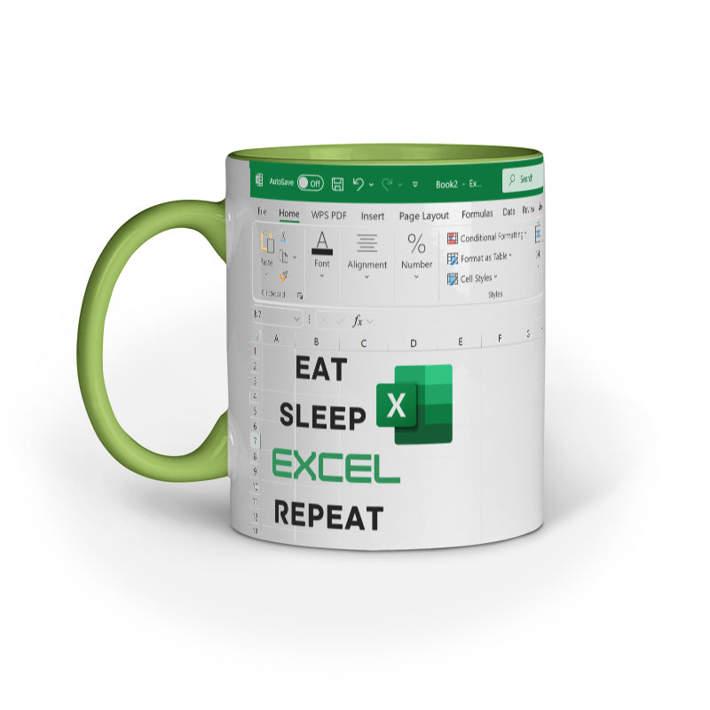 "Eat Sleep Excel Repeat" Mug – The Data Guru’s Mantra