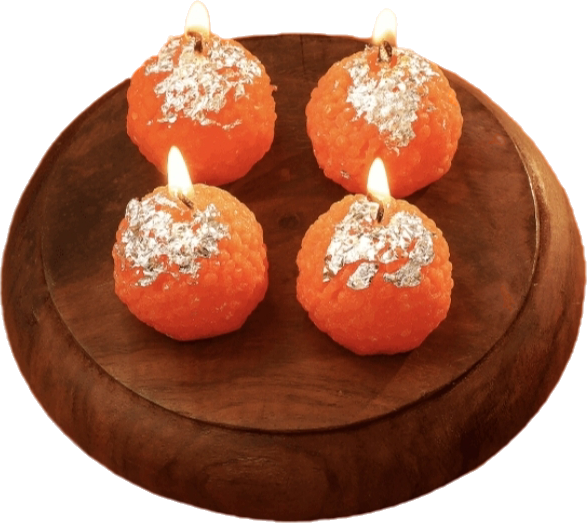 Festive Laddoo Candles – Sweet Glow Without the Calories -(Pack of 4)