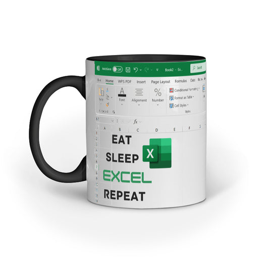 "Eat Sleep Excel Repeat" Mug – The Data Guru’s Mantra
